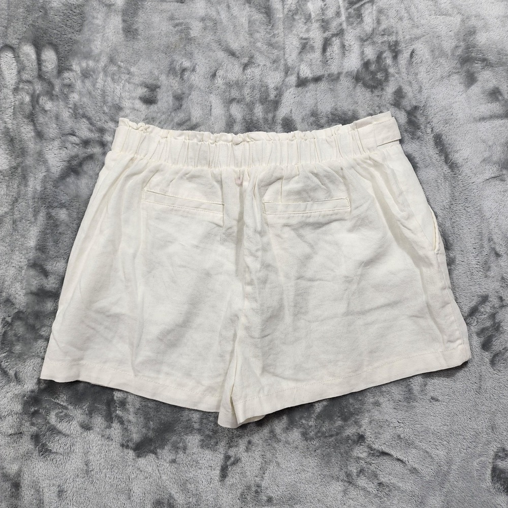 CI SONO Shorts Womens L White Paperbag Waist Belted Linen Blend Casual Summer - Picture 2 of 10